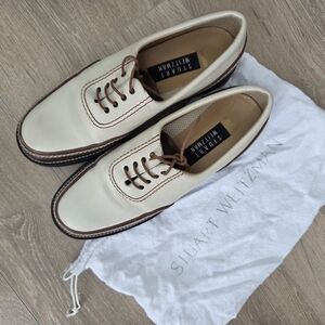 Stuart Weitzman Women's Cream Leather GOLF Shoes